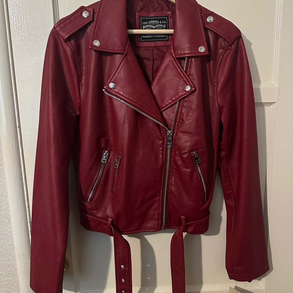 Levi’s Deep Red Vegan Faux Leather Biker Jacket NWT